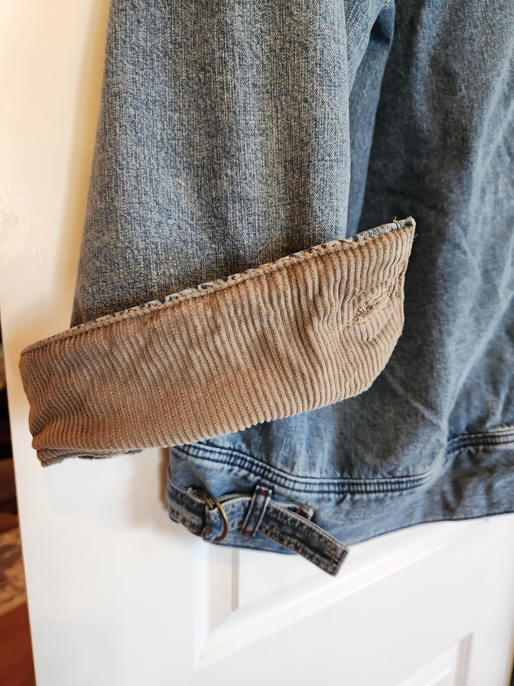 Free People/We The Free Sweet Talk Denim Barn Coat Size M Utility/Jean Jacket - Picture 12 of 16